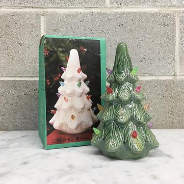 Vintage Ceramic Tree Lamp Retro 1980s The Littlest Christmas Tree + Green + Colorful Light Bulbs + Mood Lighting + Holiday Decor 