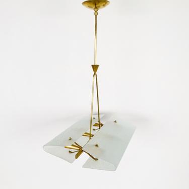 Brass, Gold Plate & Glass Chandelier