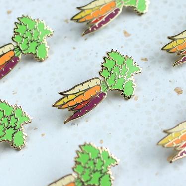 Rainbow Carrots Enamel Pin - Vegetable Colorful Produce// Lapel Pin // Hard Enamel Pin, Cloisonn, Pin Badge 