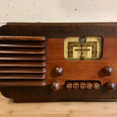 1939 Silvertone Radio, AM/Shortwave Tuning Eye, Serviced,  Playing Nicely, Model 6120 