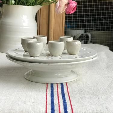 Beautiful set of 6 vintage French escargot stoneware pots 