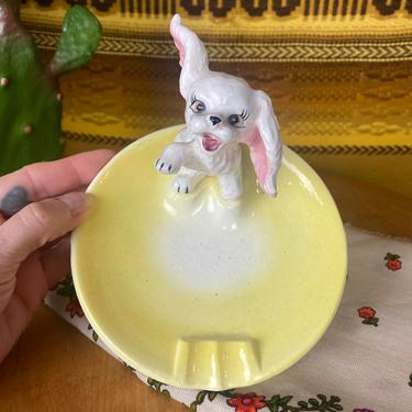 Vintage Made in Japan Kitsch Dog Figurine Ashtray or Soapdish 
