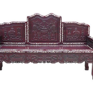 Classic Chinese Red Rosewood Mother of Pearl Long Bench Chaiser cs962E 