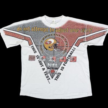 90s San Francisco 49ers NFL On Fox T Shirt - Extra Large | Vintage Unisex White Graphic Football Tee 