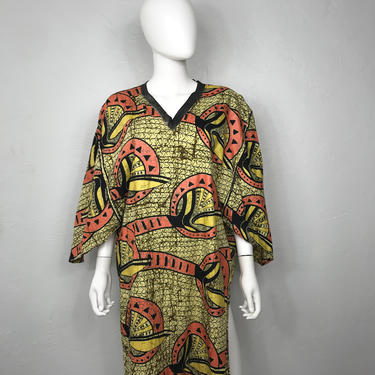 Vtg 80s ethnic african print avant garde top shirt mini dress 