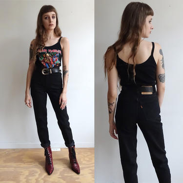 Vintage 80s Black Levis Jeans/ 1980s Orange Tab High Waisted Tapered Leg 10 912 Jeans/ made in USA size 5 25 