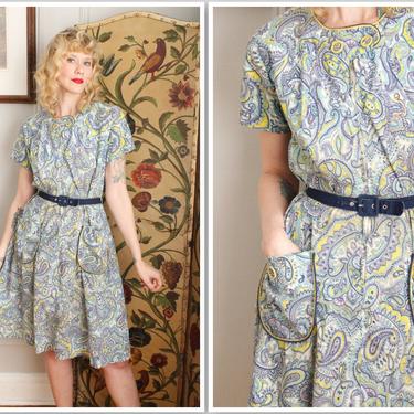 1940s Dress // Paisley House Dress // vintage 40s dress 