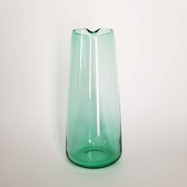 Green Glass Pitcher / Modern Spouted Wine Decanter / Contemporary Georgia Green Vase / Vintage Colored Glass Vase / Modern Home Decor 