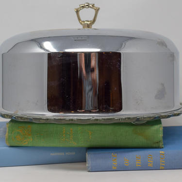 Vintage Silver Tone Cake Carrier (Plate and Cover) 