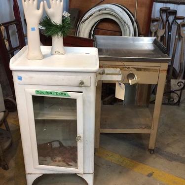 Vintage Medical cabinets. Make great bar carts or bathroom storage. And they are 25% off in December. #vintage  #vintagemedicalcabinet  #countryliving