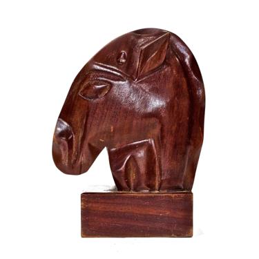 VINTAGE: Old Solid Wood Carved Horse Statue - Horse Bust - Horse Sculptures - Solid Wood Horse - Wood Animal - SKU 22-E-00013266 