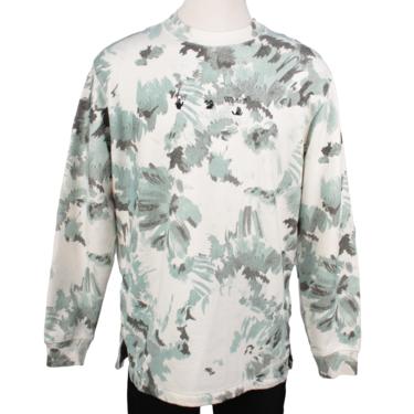 Off White Abstract Leaf Print Sweatshirt