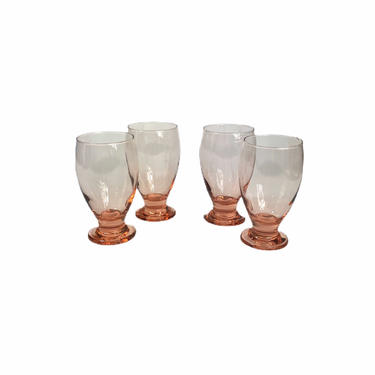 Vintage Pink Water Glasses, Vintage Pink Glassware, Set of 4 