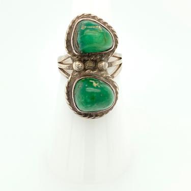 Vintage Artisan Navajo Sterling Silver Green Turquoise Ring Sz 6 Southwestern 
