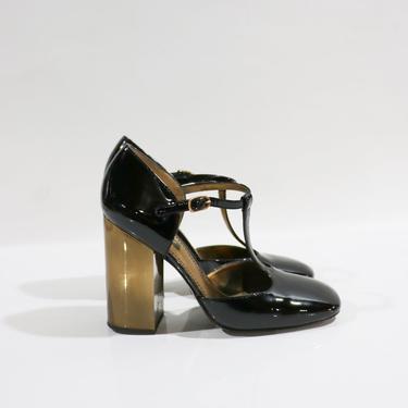 Dolce &amp; Gabbana Patent Leather T-Strap Pumps, Size 38