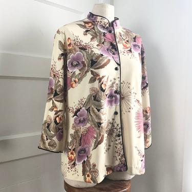 1960s / 1970s Floral Blouse by Teddi with OG Frederick and Nelson Tags- size large 