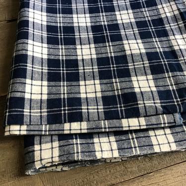 French Linen Kelsch Fabric Remnant, Deep Indigo Check, Historical French Textiles, Sewing Quilting Fabric 
