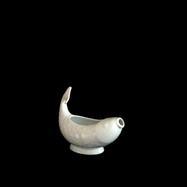 Fine Vintage Dansk Mid Century Modern White Porcelain Fish Gravy Boat Dansk International Designs Ltd FRANCE 