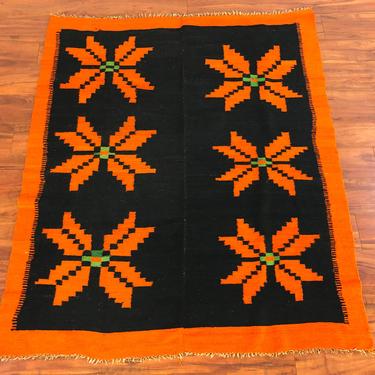 Peruvian Wool Vintage Frazada Blanket 