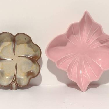 Vintage 1957 Miramar of California Pottery Flower Dish & Frankoma Clover Ceramic Bowls 