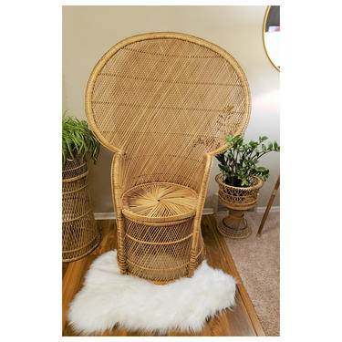 RESERVED for Jerome N. | Direct Shipping Only for Order #2046402861 | Vintage Wicker Peacock Chair | Boho Rattan Throne Barrel Base 