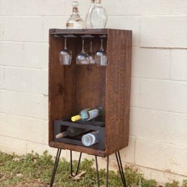 Rustic Wine Rack, Rustic Wine Cabinet, Re-purposed Crate