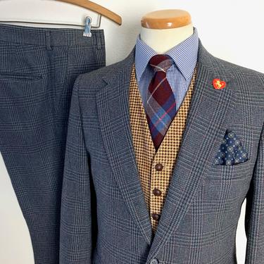 Vintage SEARS 2pc Wool FLANNEL Suit ~ 38 R ~ Glen Plaid ~ jacket / pants ~ Preppy / Ivy Style / Trad 