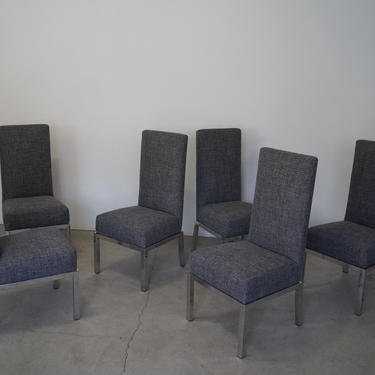 Set of Six 1960's Milo Baughman Dining Chairs - Professionally Reupholstered! 