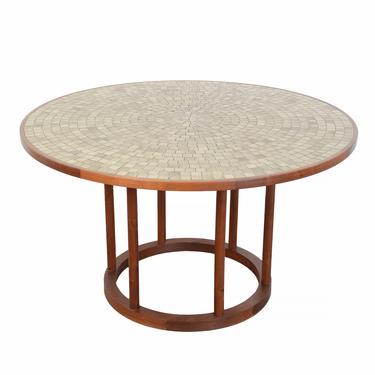 Martz Dining Table Ceramic and Walnut Round Table Marshall Studios Mid Century Modern 