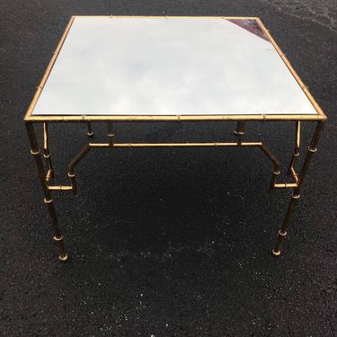 Great square faux bamboo gilded coffee table 