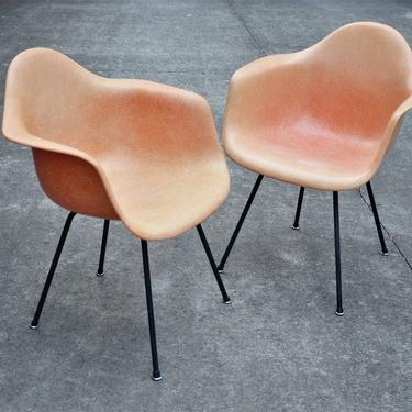 Pair of Mid-Century Fiberglass Shell Chairs with X-Base by Charles & Ray Eames for Herman Miller, 1954-55 