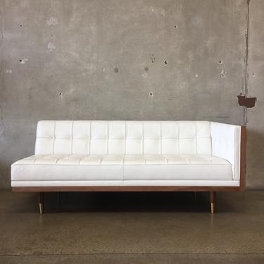 Mid Century Style White Leather Sofa
