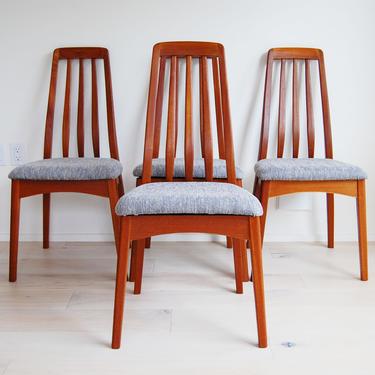 Set of 4 Mid Century Modern Benny Linden Teak High Back Dining Chairs 