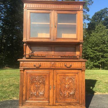 Gorgeous Antique 1800’s Oak Carved Cupboard