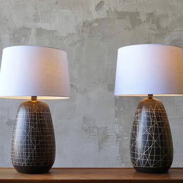 Large Pair of Ceramic Modernist Lamps 