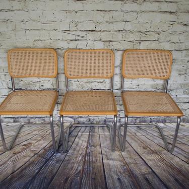 SHIPPING NOT FREE!!!! Set of 3 Vintage Mid Century Marcel Breuer Style Dining Chairs 