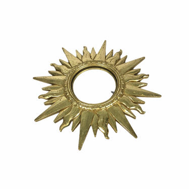 Vintage Gold Wood Sun Accent Mirror, Gold Wood Sunburst Mirror, Gold Sun Entryway Mirror 