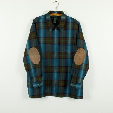Vintage 90's Ralph Lauren zipper plaid flanned shirt / jacket L 