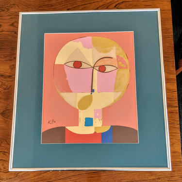 Mid Century Modern Paul Klee Senecio Cubist Portrait Print 