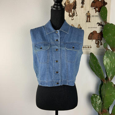 Vintage 1980s/90s Woolrich Cropped Denim Vest Women’s Medium 