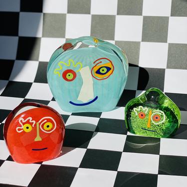 Vintage Abstract Art Glass Face Creeps