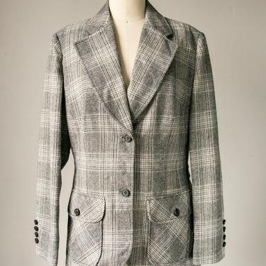 1970s Blazer Pendleton Plaid Wool Jacket M 