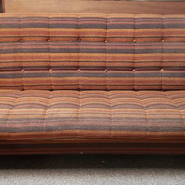 Item #MA89  Mid Century Teak Framed &amp; Cushioned Sofa / Bed c.1950