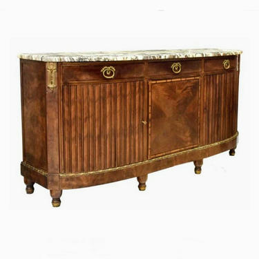 French Maison Krieger Signed Louis XVI Style Mahogany Sideboard Buffet with Bronze Mounts, Early 20th Century 