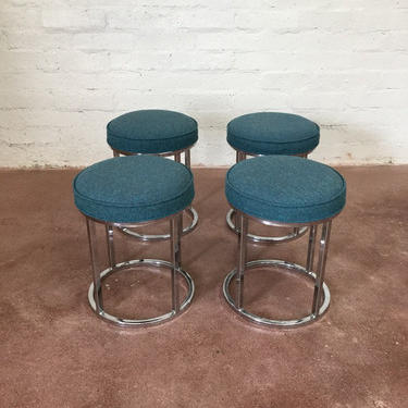 Vintage 1970's Stools with Teal upholstery