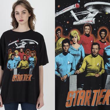 Star Trek T Shirt / Original Cast Spaceship T Shirt / Vintage Black 1991 Science Fiction / Paramount Pictures Spock Kirk T Shirt 
