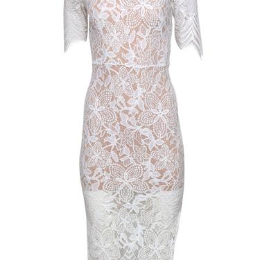 For Love & Lemons - White Floral Lace Midi Dress w/ Back Cutout Sz XS