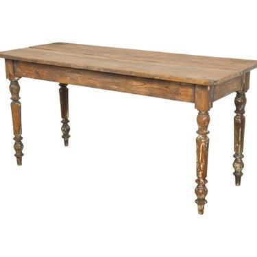 Antique Country French Farmhouse Rustic Pine Dining Table 