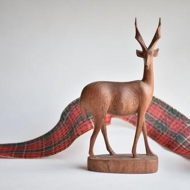 Impala Kenyan Wood Carving | Gazelle Figure Statue | Vintage Handcrafted Sculpture | Midcentury Modern Danish Style Minimalist Animal Boho 