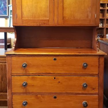 Item #SM1 Vintage American Pine Hutch w/ Drawers &amp; Cabinet c.1940